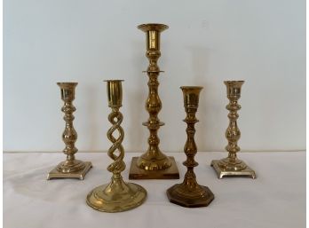 Group Of Brass Candlesticks