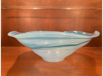 Teal Swirl Art Glass Bowl