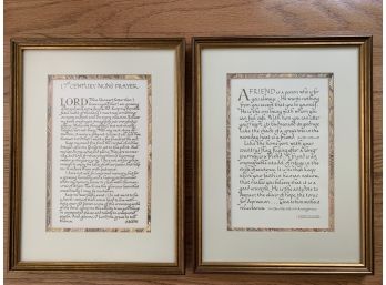 Two Custom Framed Prayer And Inspirational Passage