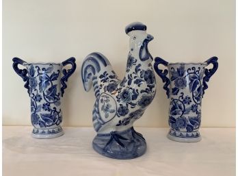 Three Decorative Blue And White Pieces