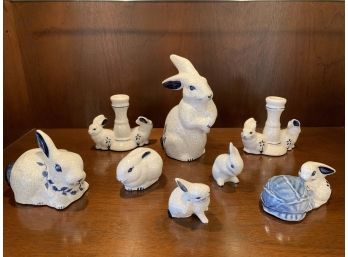 Vintage Dedham Pottery (The Potting Shed) Crackleware Bunny Group