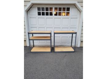 Metal Garage / Storage Rack Rack With Wood Shelves. -  - - - - - - - - - - - - - - - - - - - -- - -- Loc: Yard