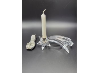 Swarovski Comet Candle Holder. #236-716. Candle Included. - - - - - - - - - - - - -- - - - - - - Loc: SB Bag