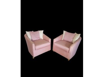 Pink Club Chairs On Caster.  The Pair With Pillows. - -- - - - - - - - - - - - - - - - - - - - - -Loc: Garage