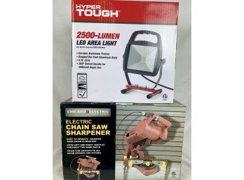 HyperTough 2500 Lumen LED Area Light And Chicago Electric Chain Saw Sharpener