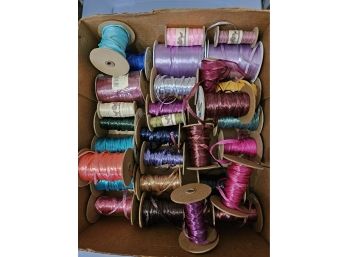 Ribbon Lot #6 - Lot Of Several Spools Of Ribbon Some New Some Opened