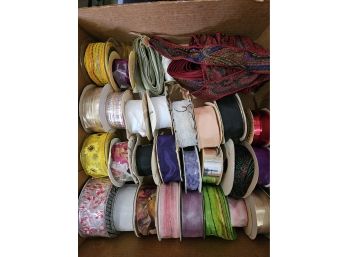 Ribbon Lot #2 - Lot Of Several Spools Of Ribbon Some New Some Opened