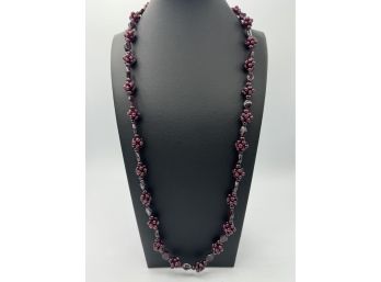 Gorgeous Almandine Garnet Cluster Station Beaded Necklace