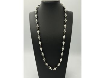 Beautiful Multi Sterling & Black Onyx Beaded Necklace