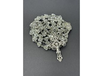 Gorgeous Italian Sterling Silver & Crystal Religious Rosary Beads