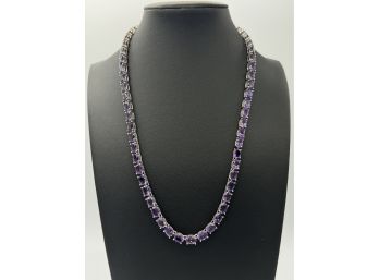 Show Stopping 61 Stone Amethyst & Sterling Silver Necklace