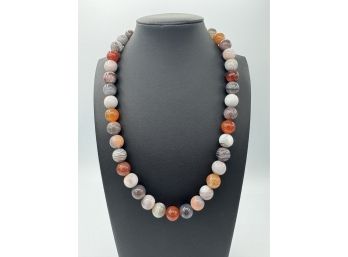 Gorgeous Multi Color Marble & Sterling Silver Necklace