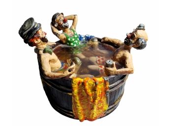 Ron Lee (American, 1947-2017) Large 1981 Signed Threee Hobo Clowns In A Tub Sculpture