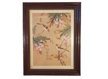 Vintage Signed Oriental Painting On Silk