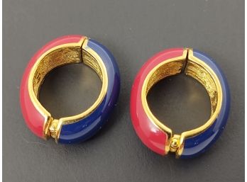 VINTAGE DESIGNER KJL KENNETH JAY LANE ENAMEL CLIP EARRINGS