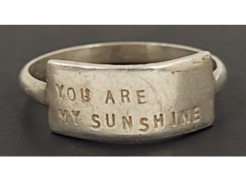 DESIGNER CHRISTINA KOBER STERLING SILVER 'YOU ARE MY SUNSHINE' RING