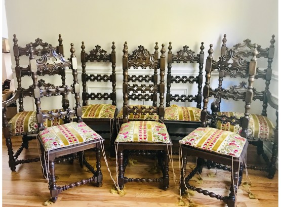 Fabulous Group Of Eight Tall Back Dining Chairs