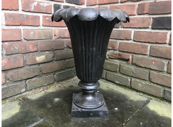 Pretty Tall Fluted Cast Iron Vase