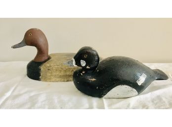 Two Vintage Duck Decoys, One Possibly Carved By Bill Schmidt