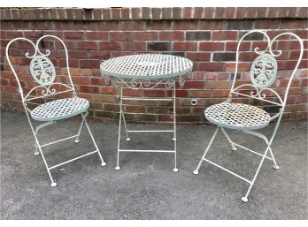 Vintage Folding Icecream Parlor Table & Two Chairs