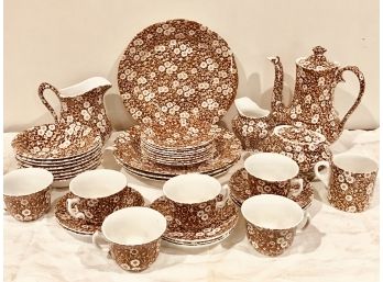 Partial Staffordshire Diner Service In The Calico Pattern - 39 Pieces
