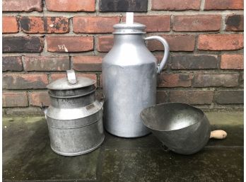 Wear-Ever Aluminum 3 Gallon Milk Can,  No. 5773 Along With Another Milk Can