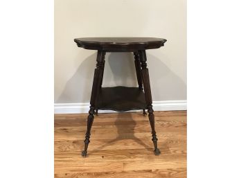 Vintage Mahogany Two Tier Stand On Ball And Claw Feet