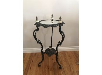 Pretty Scrolled Black Painted Metal Two Tier Stand