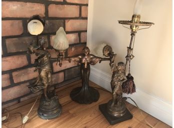 Three Vintage Metal Figural Table Lamps