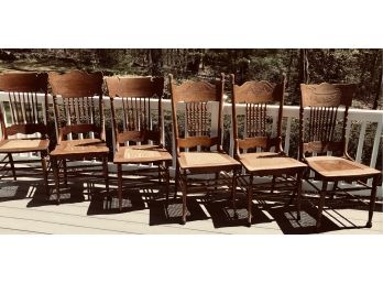 Six Compatible Oak Side Chairs