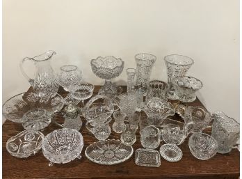 Vintage Pressed Glass - 34 Pieces