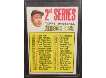 1967 Topps 2nd Series Checklist - Mickey Mantle - Unchecked - K
