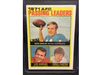 1972 Topps Football Passing Leaders Griese-Dawson-Carter - K