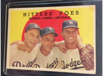 1959 Topps Hitters Foes Podres-Labine-Drysdale - M