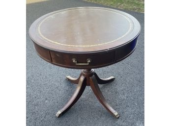 G. Fox Tooled Leather Top Round Table
