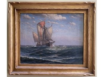 Theodore Victor Carl Valenkamph Oil On Canvas Of Ship