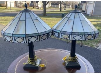 Pair Of Mission Style Panel Lamps