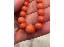 Coral Bead & 14K Gold Graduated Matinee Length Necklace
