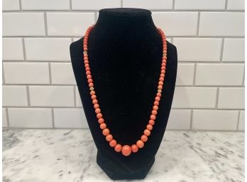 Coral Bead & 14K Gold Graduated Matinee Length Necklace
