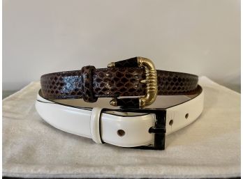 Calvin Klein White Calfskin Belt & Snakeskin Belt From Saks Fifth Avenue