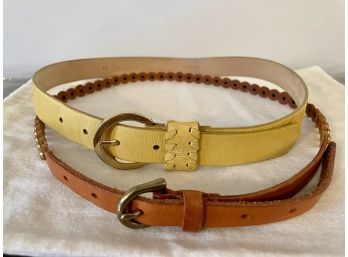 Two Colored Leather Belts Including From Neiman Marcus