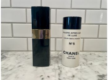 Chanel No. 5 Eau De Toilette Spray & Chanel No. 5 Body Powder Bottle