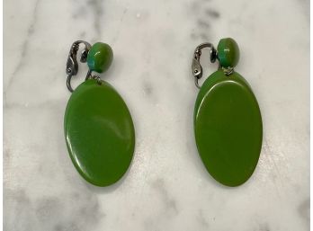 Olive Green Bakelite Earrings