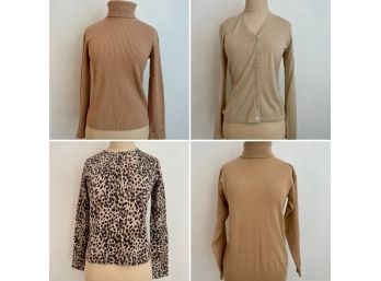 Four Camel Colored Cashmere Sweaters From Neiman Marcus, Saks Fifth Avenue, Lord & Taylor