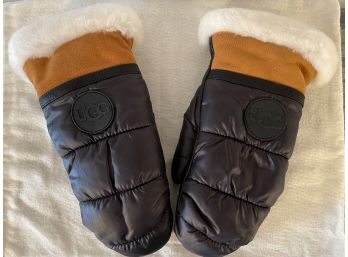 Ugg Mittens With Leather & Suede, Size S/M