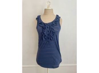 Marc By Marc Jacobs Navy Ruffled Sleeveless Top, Size Small