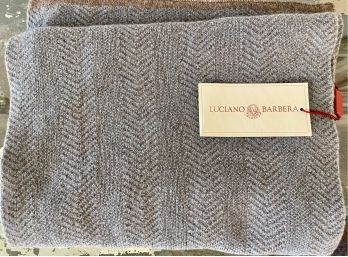 Luciano Barbera Grey & Chocolate Cashmere Scarf, Made In Italy  - New