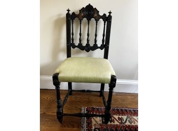 Small Black Painted Gothic Side Chair