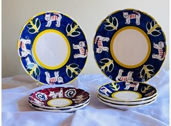 Pottery Barn Garden Animals Cats Serving Plate/Platters - Cats And Dogs