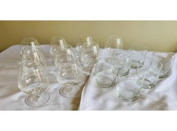 Lot Of Glassware- 9 Brandy/Cognac & 6 Highball/whiskey Glasses.  (Study)